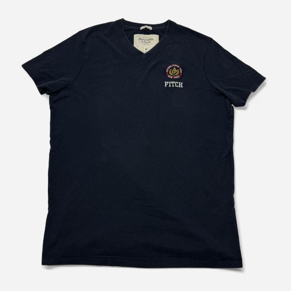 Abercrombie & Fitch Navy V-Neck Graphic Tee Shirt Men’s XL